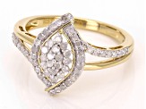 White Diamond 14k Yellow Gold Over Sterling Silver Cluster Ring 0.50ctw