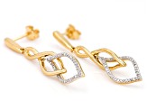 White Diamond 14k Yellow Gold Over Sterling Silver Dangle Earrings 0.10ctw