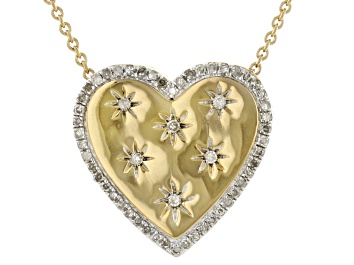 Picture of White Diamond 14k Yellow Gold Over Sterling Silver Heart Pendant With 18" Cable Chain 0.25ctw