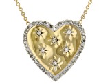 White Diamond 14k Yellow Gold Over Sterling Silver Heart Pendant With 18" Cable Chain 0.25ctw