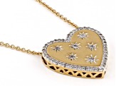 White Diamond 14k Yellow Gold Over Sterling Silver Heart Pendant With 18" Cable Chain 0.25ctw