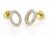 White Diamond 14k Yellow Gold Over Sterling Silver Oval Earrings 0.15ctw