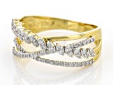 White Diamond 14k Yellow Gold Over Sterling Silver Crossover Band Ring 0.33ctw