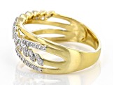 White Diamond 14k Yellow Gold Over Sterling Silver Crossover Band Ring 0.33ctw