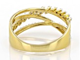 White Diamond 14k Yellow Gold Over Sterling Silver Crossover Band Ring 0.33ctw