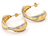 White Diamond 14k Yellow Gold Over Sterling Silver J-Hoop Earrings 0.50ctw