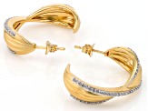 White Diamond 14k Yellow Gold Over Sterling Silver J-Hoop Earrings 0.50ctw