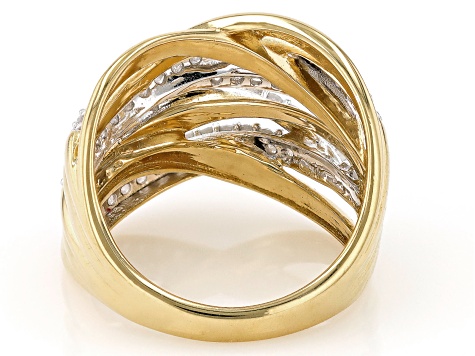 White Diamond 14k Yellow Gold Over Sterling Silver Crossover Ring 1.00ctw