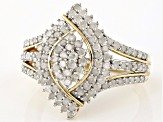 White Diamond 14k Yellow Gold Over Sterling Silver Cluster Ring 1.00ctw