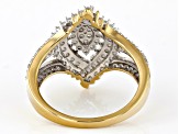 White Diamond 14k Yellow Gold Over Sterling Silver Cluster Ring 1.00ctw