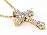 White Diamond 14k Yellow Gold Over Sterling Silver Cross Slide Pendant With Chain 0.25ctw