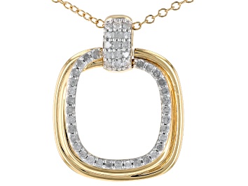 Picture of White Diamond 14k Yellow Gold Over Sterling Silver Dangle Pendant With 19" Cable Chain 0.50ctw