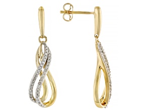 White Diamond 14k Yellow Gold Over Sterling Silver Dangle Earrings 0.15ctw