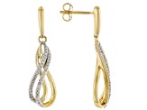 White Diamond 14k Yellow Gold Over Sterling Silver Dangle Earrings 0.15ctw