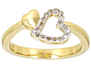 White Diamond 14k Yellow Gold Over Sterling Silver Heart Ring 0.10ctw