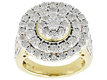 Picture of White Diamond 14k Yellow Gold Over Sterling Silver Cluster Ring 0.60ctw