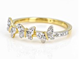 White Diamond 14k Yellow Gold Over Sterling Silver Butterfly Band Ring 0.13ctw