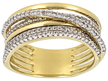 Picture of Round White Diamond 14k Yellow Gold Over Sterling Silver Crossover Ring 0.45ctw