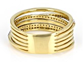 Round White Diamond 14k Yellow Gold Over Sterling Silver Crossover Ring 0.45ctw