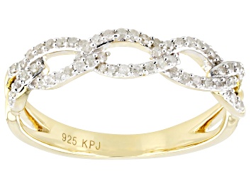 Picture of White Diamond 14k Yellow Gold Over Sterling Silver Link Band Ring 0.20ctw