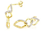 White Diamond 14k Yellow Gold Over Sterling Silver Dangle Earrings 0.16ctw