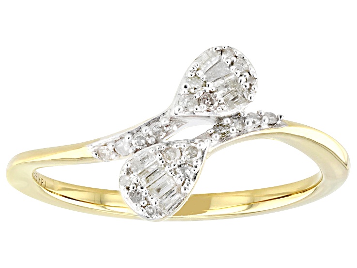 White Diamond 14k Yellow Gold Over Sterling Silver Bypass