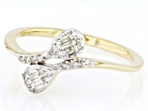 White Diamond 14k Yellow Gold Over Sterling Silver Bypass Band Ring 0.15ctw