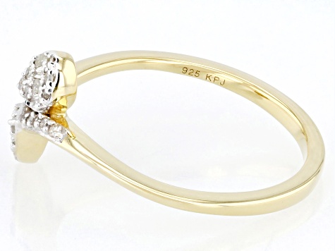 White Diamond 14k Yellow Gold Over Sterling Silver Bypass Band Ring 0.15ctw