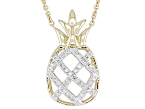 White Diamond 14k Yellow Gold Over Sterling Silver Pineapple Necklace 0.16ctw