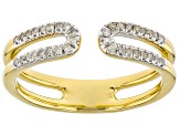 White Diamond 14k Yellow Gold Over Sterling Silver Cuff Ring 0.15ctw