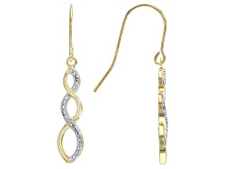 White Diamond Accent Rhodium Over Brass Dangle Earrings