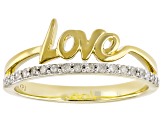 White Diamond 14k Yellow Gold Over Sterling Silver "Love" Ring 0.15ctw