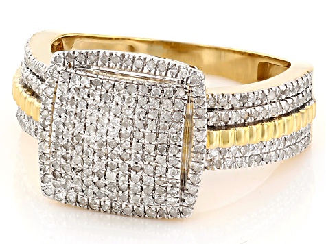 ウッディ Champagne Diamond 18k Yellow Gold Over Sterling Silver Cross