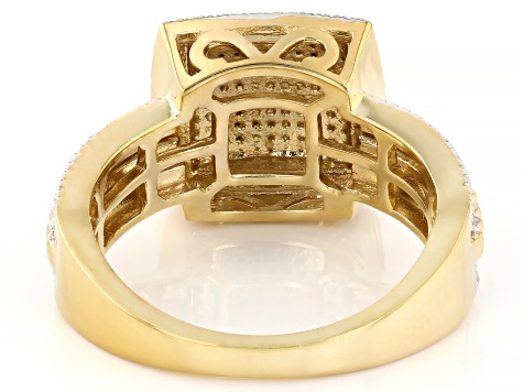 White Diamond 14k Yellow Gold Over Sterling Silver Cluster