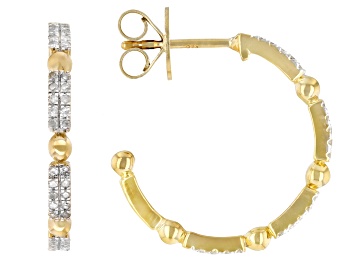 Picture of White Diamond 14k Yellow Gold Over Sterling Silver Hoop Earrings 0.25ctw
