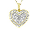 White Diamond 14k Yellow Gold Over Sterling Silver Cluster Heart Pendant With Cable Chain 0.33ctw