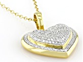 White Diamond 14k Yellow Gold Over Sterling Silver Cluster Heart Pendant With Cable Chain 0.33ctw