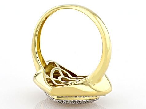 象（イエロー） Moissanite 14k Yellow Gold Over Silver Cluster Ring 1.04ctw