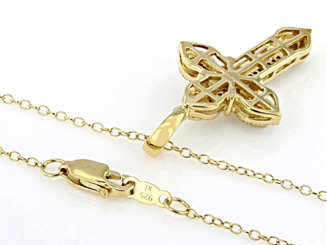 コンビニ支払い❌andwang cross lace tanktop White Diamond 14k Yellow Gold Over Sterling Silver Cross
