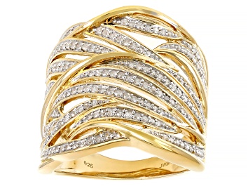 White Diamond 14k Yellow Gold Over Sterling Silver Cluster Ring 0.33ctw