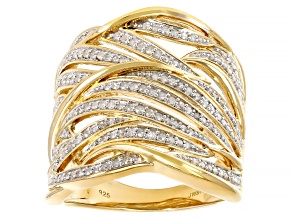 White Diamond 14k Yellow Gold Over Sterling Silver Wide Band Ring 0.50ctw