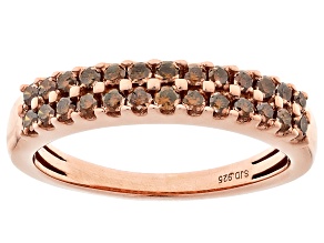 Red Diamond 14K Rose Gold Over Sterling Silver Band Ring 0.50ctw