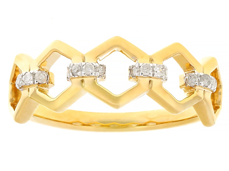 White Diamond 14k Yellow Gold Over Sterling Silver Band Ring 0.10ctw