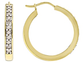 White Diamond 14k Yellow Gold Over Sterling Silver Hoop Earrings 0.50ctw