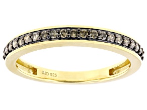 Champagne Diamond 14k Yellow Gold Over Sterling Silver Band Ring 0.20ctw
