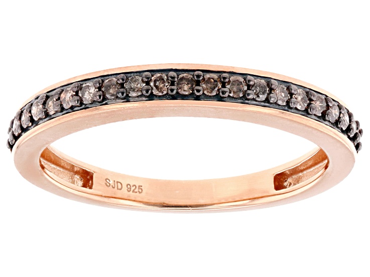 Champagne Diamond 14k Rose Gold Over Sterling Silver Band Champagne Diamond 14k Rose Gold Over Sterling Silver Band