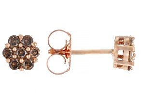 Champagne Diamond 14k Rose Gold Over Sterling Silver Cluster Stud Earrings 0.50ctw