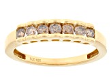 Champagne Diamond 14k Yellow Gold Over Sterling Silver Band Ring 0.50ctw