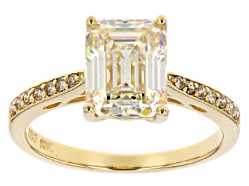 Picture of Strontium Titanate And Champagne Diamond 10K Yellow Gold Ring 3.22ctw