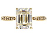 Strontium Titanate And Champagne Diamond 10K Yellow Gold Ring 3.22ctw